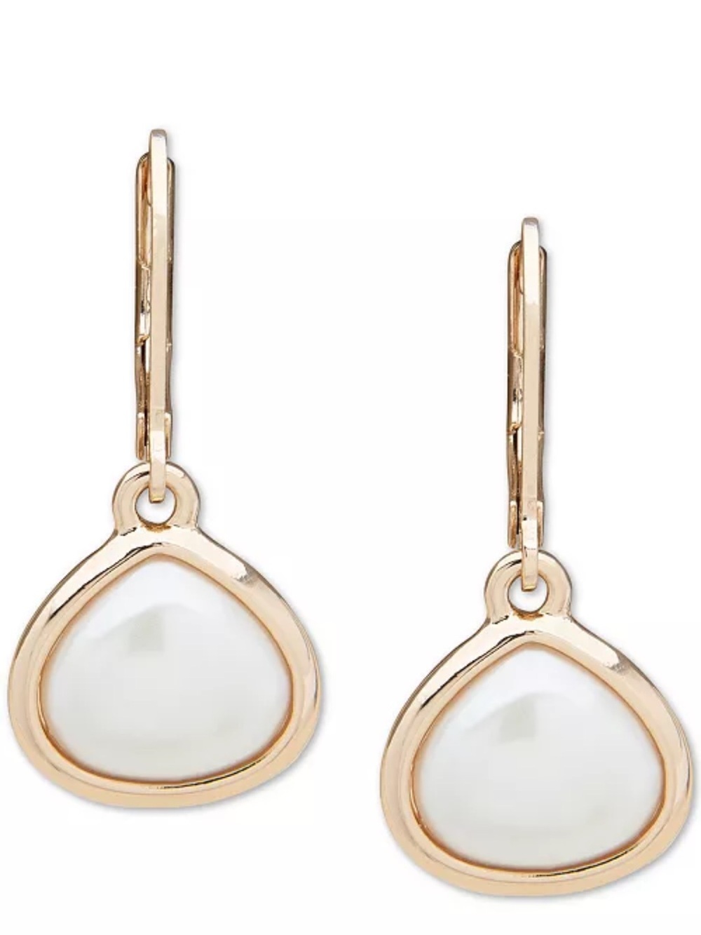 Anne Klein Gold-tone Imitation Pearl Drop Earrings - Pearl Goldtone Earrings